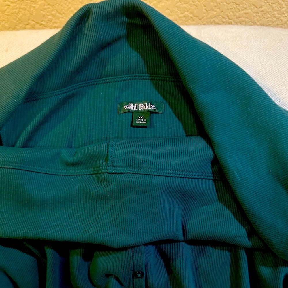 Wild Fable Teal Green Off-Shoulder Ribbed Long Sleeve Dress Size XXL New - Picture 2 of 4